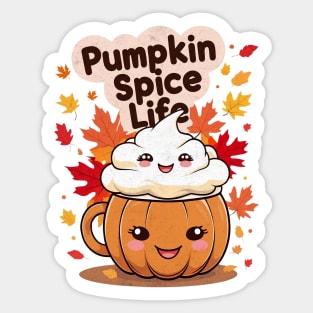 Pumpkin Spice Life Kawaii Autumn Design Sticker